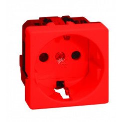 Розетка 2P+E Schuko со шторками, безвинтовой зажим, 16А 250В, S27, красный (27432-68)