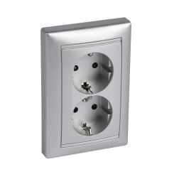 VALENA Розетка с заземлением 2х2К+З со шторками в сборе алюминий безвинтовые зажимы (770248) VALENA Розетка с заземлением 2х2К+З со шторками в сборе алюминий безвинтовые зажимы (770248)