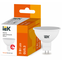 Лампа светодиодная LED 3вт 230в GU5.3 тепло-белый ECO (LLE-MR16-3-230-30-GU5)