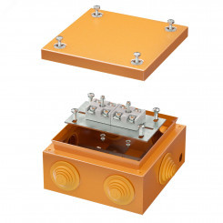 Коробка стальная FS с кабельными вводами и клеммниками IP55 150х150х80мм 4р  450V 20A 10мм.кв  нерж.контакт (FSK31410)