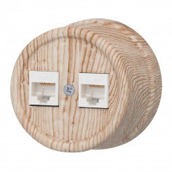 Розетка RJ45 информационная двойная, пластик, цвет Карельская Сосна Розетка RJ45 информационная двойная, пластик, цвет Карельская Сосна