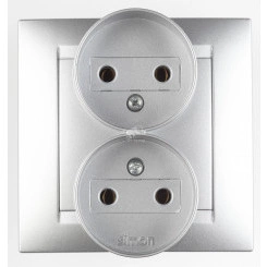 Розетка двойная 2Р, 16А, 250В, винтовой зажим, алюминий Розетка двойная 2Р, 16А, 250В, винтовой зажим, алюминий