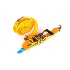 Ремень шириной 35мм, с храповиком и крюками, состоящий из 2-х частей, длиной 5,5м и 0,5м для закрепления груза при перемещении до 3т методом в обхват и до 1,5т методом внатяг. Ремень шириной 35мм, с храповиком и крюками, состоящий из 2-х частей, длиной 5,5м и 0,5м для закрепления груза при перемещении до 3т методом в обхват и до 1,5т методом внатяг.