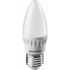 Лампа светодиодная LED 6вт E27 теплый матовая свеча ОНЛАЙТ