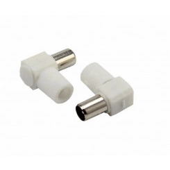 Разъем штекер TV без пайки белый угловой