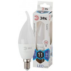 Лампа светодиодная LED BXS-11W-840-E14 (диод, свеча на ветру, 11Вт, нейтр, E14 (10/100/2800) ЭРА