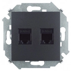 Розетка для передачи данных 2xRJ45 Cat.5e UTP (AMP) цвета графит S15