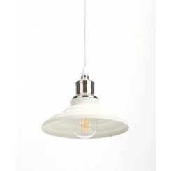 Светильник подвесной декоративный PL4 WH/SN  металл, E27, max 60W, d203 мм, шагрень белый/сатин никель (10/210) ЭРА