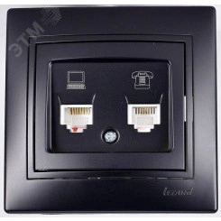 MIRA Розетка компьютер+телефон чёрный бархат со вставкой (10шт/120шт)