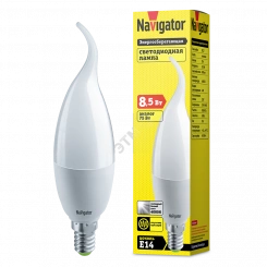 Лампа светодиодная LED 8.5вт Е14 белый матовая свеча на ветру
