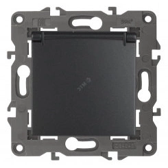 Розетка 2P+E Schuko со шторками с крышкой, 16А-250В, Эра Elegance, антрацит, 14-2103-05 Розетка 2P+E Schuko со шторками с крышкой, 16А-250В, Эра Elegance, антрацит, 14-2103-05