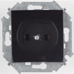 Розетка 2P со шторками 16А 250В винтовой зажим черный глянец Розетка 2P со шторками 16А 250В винтовой зажим черный глянец