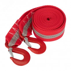 Трос буксировочный со светоотражающей лентой, 5 т, 4 м, с двумя крюками Трос буксировочный со светоотражающей лентой, 5 т, 4 м, с двумя крюками