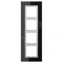 Рамка 4-я для горизонтальной/вертикальной установки  Серия- LS plus  Материал- стекло  Цвет- черный