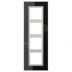 Рамка 4-я для горизонтальной/вертикальной установки  Серия- LS plus  Материал- стекло  Цвет- черный