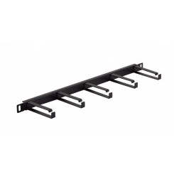 Органайзер кабельный горизонтальный 19' 0.5U, 5 колец, металлический, цвет черный (RAL9004)