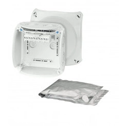 Коробка клеммная с компаундом 130х130х77 мм IP68 850мл 7хМ20/M25/М32 5-пол. 1.5-6кв.мм серая