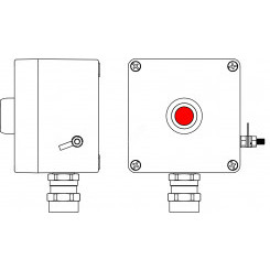 Пост управления взрывозащищенный из GRP. 1Ex d e IIC T6 Gb X/Ex tb IIIB T80C Db X/IP66. Кнопка красная,1NC/1NO-1шт. С: ввод D5,5-13мм под бронированный кабель, Ni-1шт.