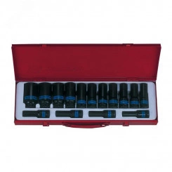 Набор ударных глубоких торцевых головок 1/2', шестигранные, 10-32 мм, 15 предметов