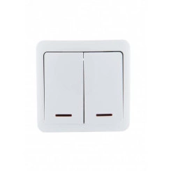 VIOLA Выключатель двойной с подсветкой белый (12шт/144шт) VIOLA Выключатель двойной с подсветкой белый (12шт/144шт)