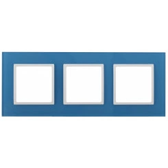 Рамка на 3 поста, стекло, Эра Elegance, голубой+бел, 14-5103-28