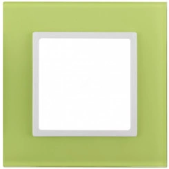 Рамка на 1 пост, стекло, Эра Elegance, лайм+бел, 14-5101-26