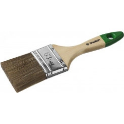 Кисть плоская ''ЛАЗУРЬ-МАСТЕР'', смешанная щетина, деревянная ручка, 63мм