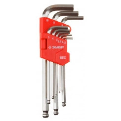 Набор ключей ''Мастер'' имбусовые длинные с шариком, Cr-V, сатинированное покрытие, пластиковый держатель, HEX 1,5-10мм, 9 пред Набор ключей ''Мастер'' имбусовые длинные с шариком, Cr-V, сатинированное покрытие, пластиковый держатель, HEX 1,5-10мм, 9 пред