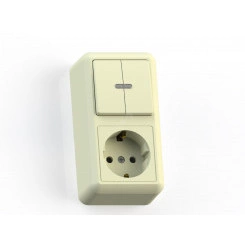 ОПТИМА Блок комбинированный о/у выключатель 2-хклавишный с подсветкой+розетка 2К+З БКВР-433, сл.кость ОПТИМА Блок комбинированный о/у выключатель 2-хклавишный с подсветкой+розетка 2К+З БКВР-433, сл.кость