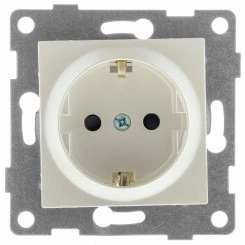 Ugra Розетка одинарная, с боковым заземляющим контактом, с защитой от проникновения, скрытая установка, 16А, 250В. жемчуг Ugra Розетка одинарная, с боковым заземляющим контактом, с защитой от проникновения, скрытая установка, 16А, 250В. жемчуг