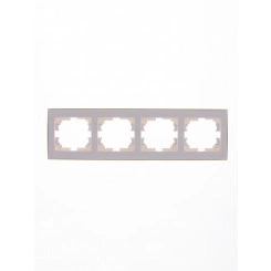 Рамка RAIN четверная горизонтальная белая с боковой вставкой золото