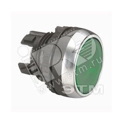 Головка кнопки с потайным толкателем, цвет зеленый с подсветкой Головка кнопки с потайным толкателем, цвет зеленый с подсветкой