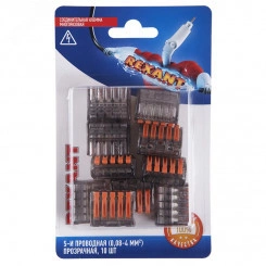 Клемма универсальная СМК 222-415, 5-проводная прозрачная 0,08-2,5 4 кв мм, 10 шт Клемма универсальная СМК 222-415, 5-проводная прозрачная 0,08-2,5 4 кв мм, 10 шт