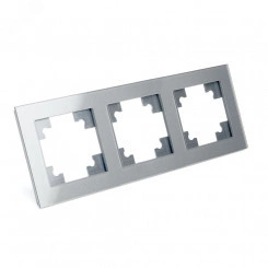Рамка трехместная горизонтальная, серия Катрин, серебро, Stekker