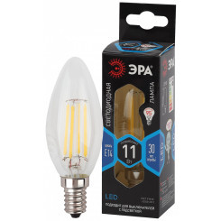 Лампа светодиодная F-LED B35-11w-840-E14  (филамент, свеча, 11Вт, нейтр, E14) (10/100/5000) ЭРА