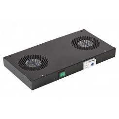 Модуль вентиляторный 2 вентилятора с термореле черный Модуль вентиляторный 2 вентилятора с термореле черный