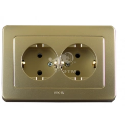 Розетка двойная скрытая с заземлением золото Розетка двойная скрытая с заземлением золото
