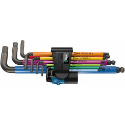 Набор Г-образных ключей с фиксацией крепежа с шаром 1.5 - 10 мм 9 предметов. 950/9 Hex-Plus Multicolour HF BlackLaser 1