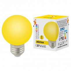 Лампа декоративная светодиодная LED-G60-3W/YELLOW/E27/FR/С Форма шар матовая Цвет желтый Картон ТМ Volpe