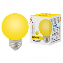 Лампа декоративная светодиодная LED-G60-3W/YELLOW/E27/FR/С Форма шар матовая Цвет желтый Картон ТМ Volpe Лампа декоративная светодиодная LED-G60-3W/YELLOW/E27/FR/С Форма шар матовая Цвет желтый Картон ТМ Volpe