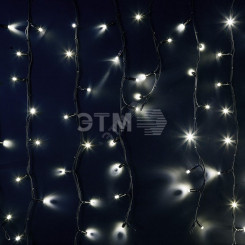 Гирлянда профессиональная Айсикл (бахрома) светодиодный, 6,0 х 1,5 м, черный провод КАУЧУК, 230 В, диоды белые, 240 LED NEON-NIGHT