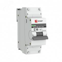 Автоматический выключатель 1P 16А (C) 10kA ВА 47-100M без теплового расцепителя EKF PROxima