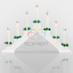 Новогодняя домашняя горка 7 свечек, цвет корпуса: Белый, цвет свечения: Теплый белый