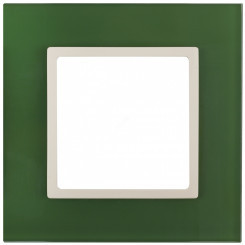 Рамка на 1 пост, стекло, Эра Elegance, зелёный+сл.кость, 14-5101-27