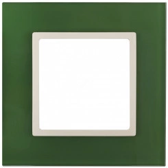 Рамка на 1 пост, стекло, Эра Elegance, зелёный+сл.кость, 14-5101-27 Рамка на 1 пост, стекло, Эра Elegance, зелёный+сл.кость, 14-5101-27