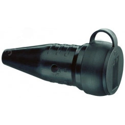 Кабельная розетка прямой ввод с манжетой и крышкой из натуральной резины IP44 16A 2P+E 250V, чёрный Кабельная розетка прямой ввод с манжетой и крышкой из натуральной резины IP44 16A 2P+E 250V, чёрный