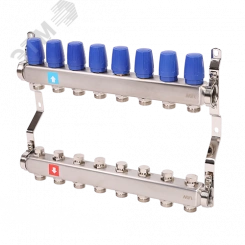 Коллекторная группа с ручными регулировочными клапанами 1' х 8 выходов 3/4' НР евроконус Коллекторная группа с ручными регулировочными клапанами 1' х 8 выходов 3/4' НР евроконус