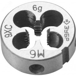 Плашка М6x1.0мм, сталь 9ХС, круглая ручная