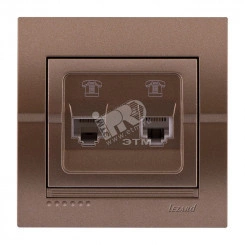 DERIY Розетка телефонная двойная евро светло-коричневая металлик DERIY Розетка телефонная двойная евро светло-коричневая металлик