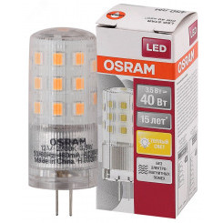 Лампа светодиодная LED 3,5Вт G4 12V STAR PIN40 (замена 40Вт), теплый, прозр. Osram